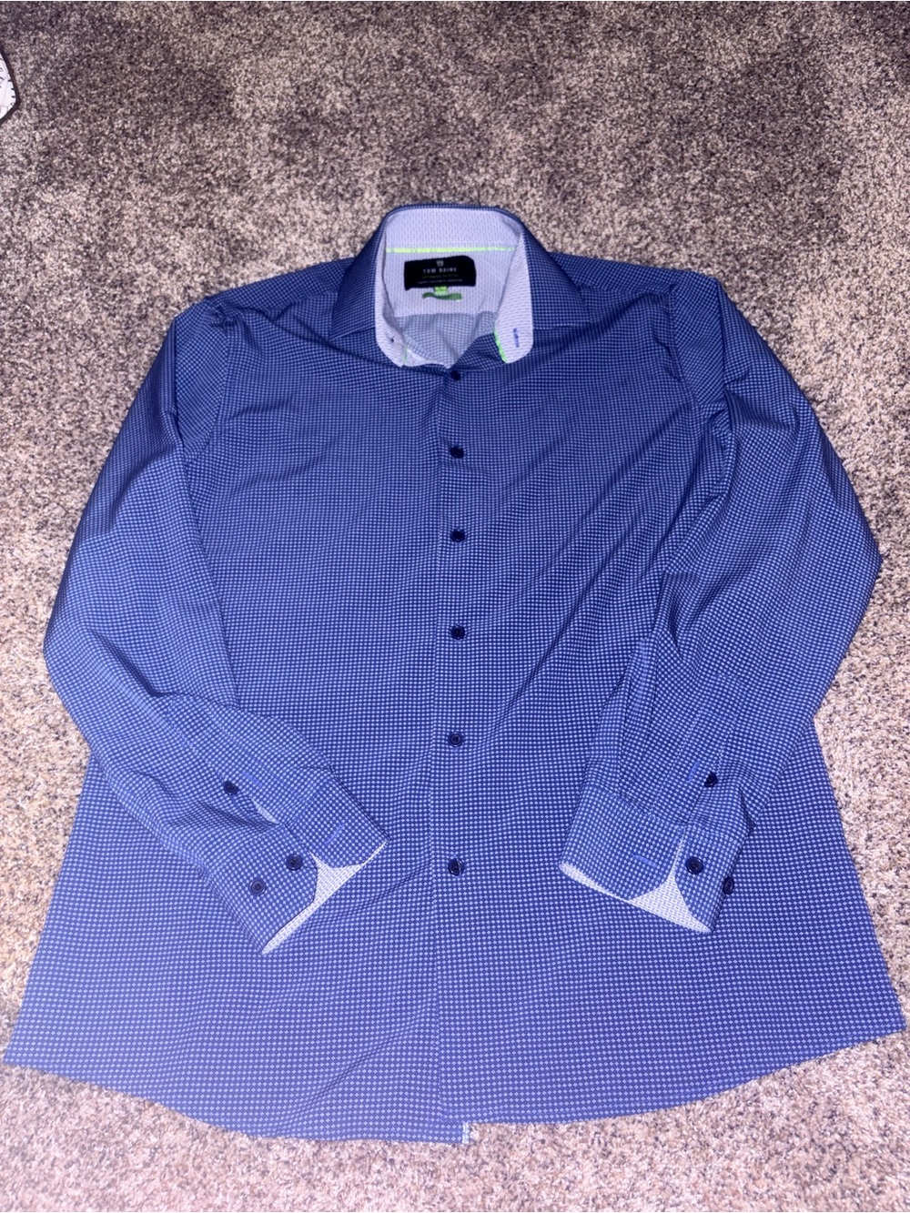 Tom Blaine Performance Blue Micro-Check Men's Button Up